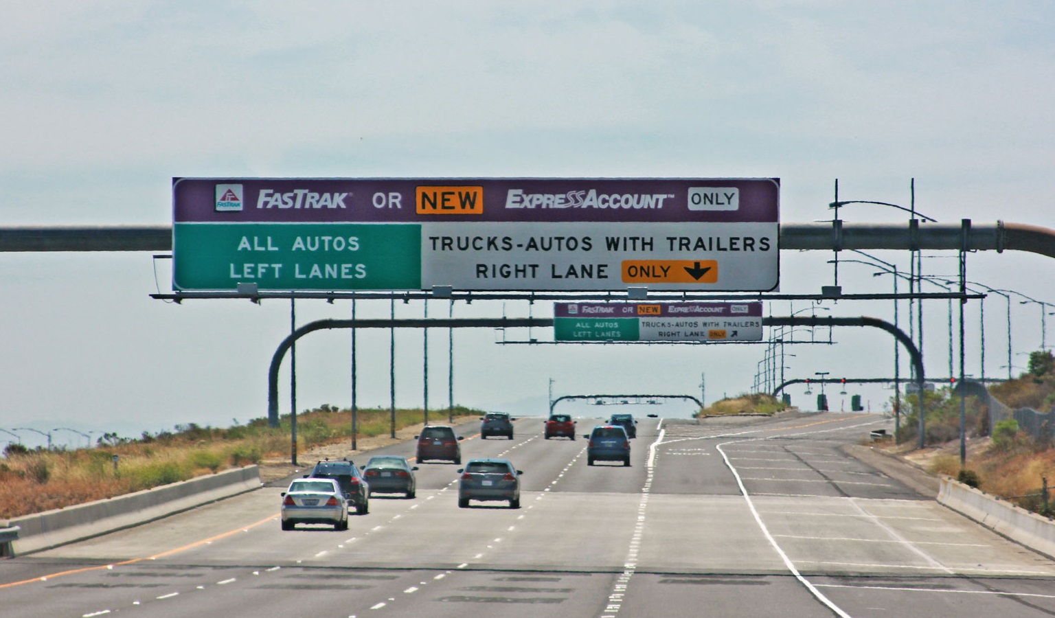 Road toll signs on a California highway